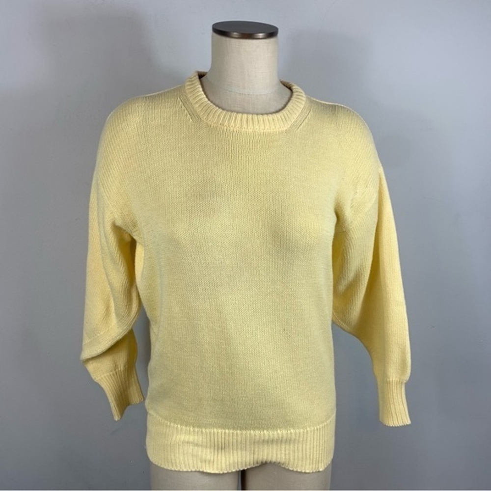 Lochcarron Made in Scotland Yellow Crewneck Pullover Knit Sweater Cotton